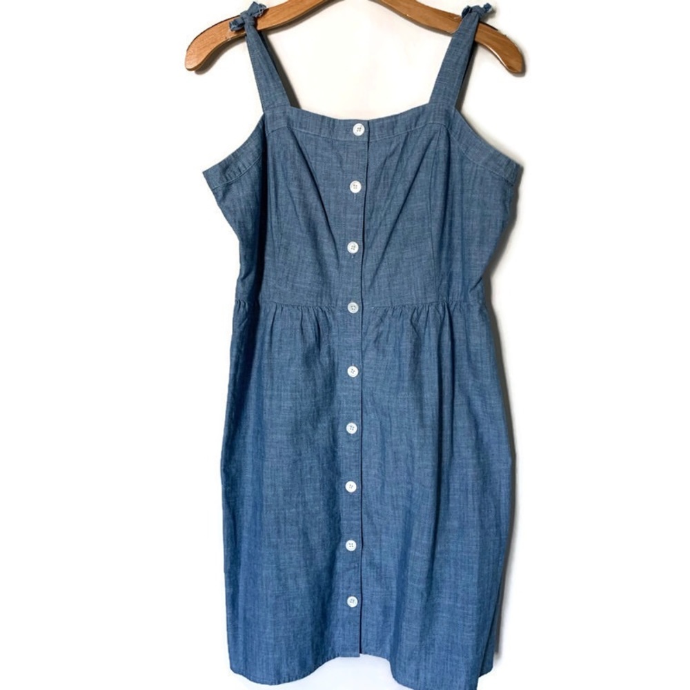 J. Crew Cotton Chambray Dress Button Down Sleeveless size 10
